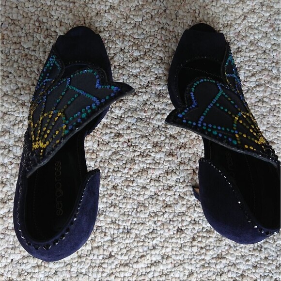 Sergio Rossi Poetic Surrealism night blue butterfly suede heels size 37 - Picture 9 of 15
